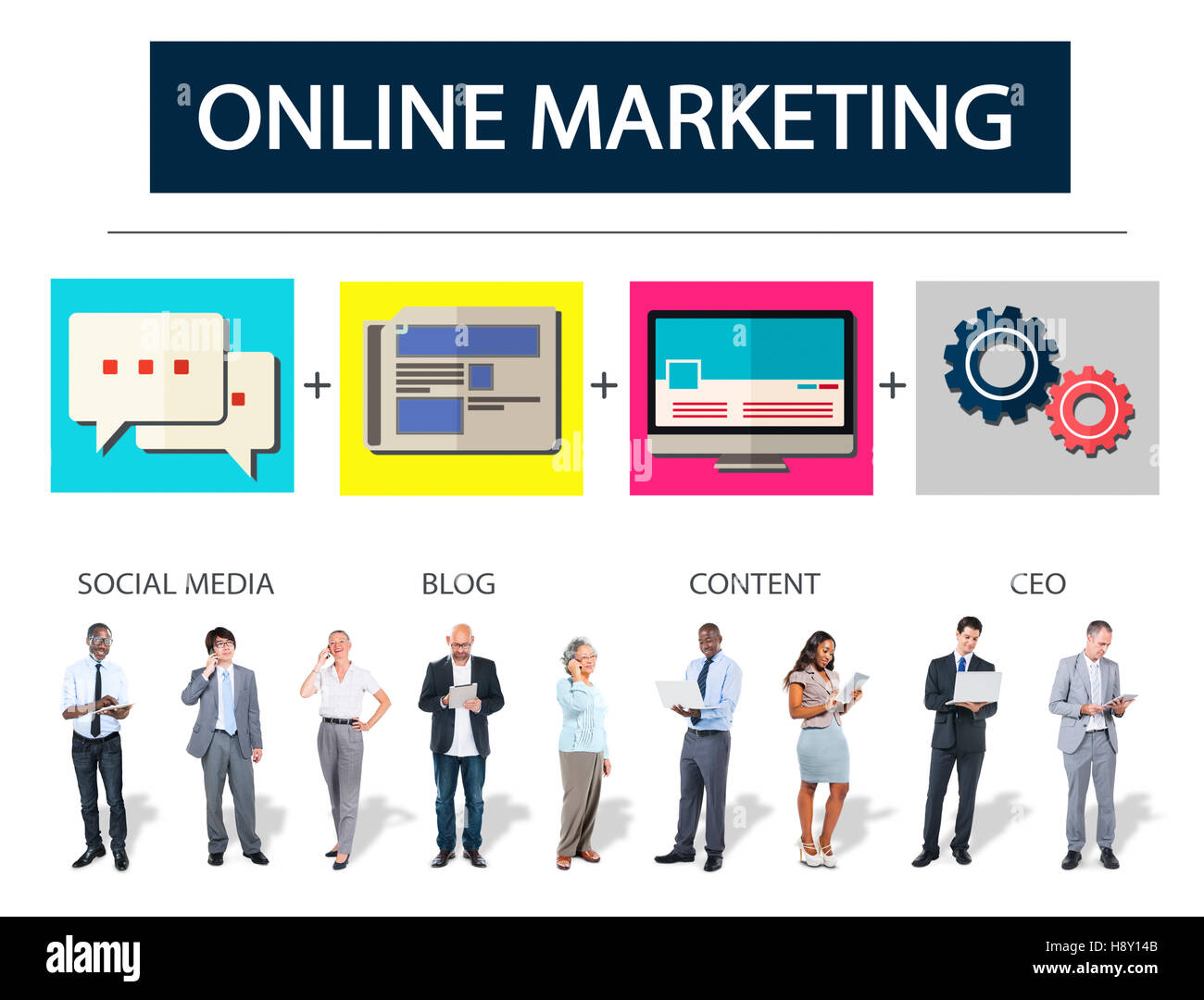 Stratégie de contenu d'entreprise de marketing en ligne Concept cible Banque D'Images