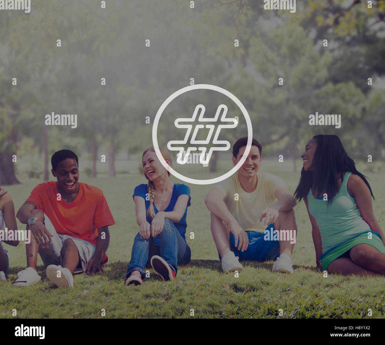 Icône Hashtag Médias Sociaux Blog Concept Banque D'Images