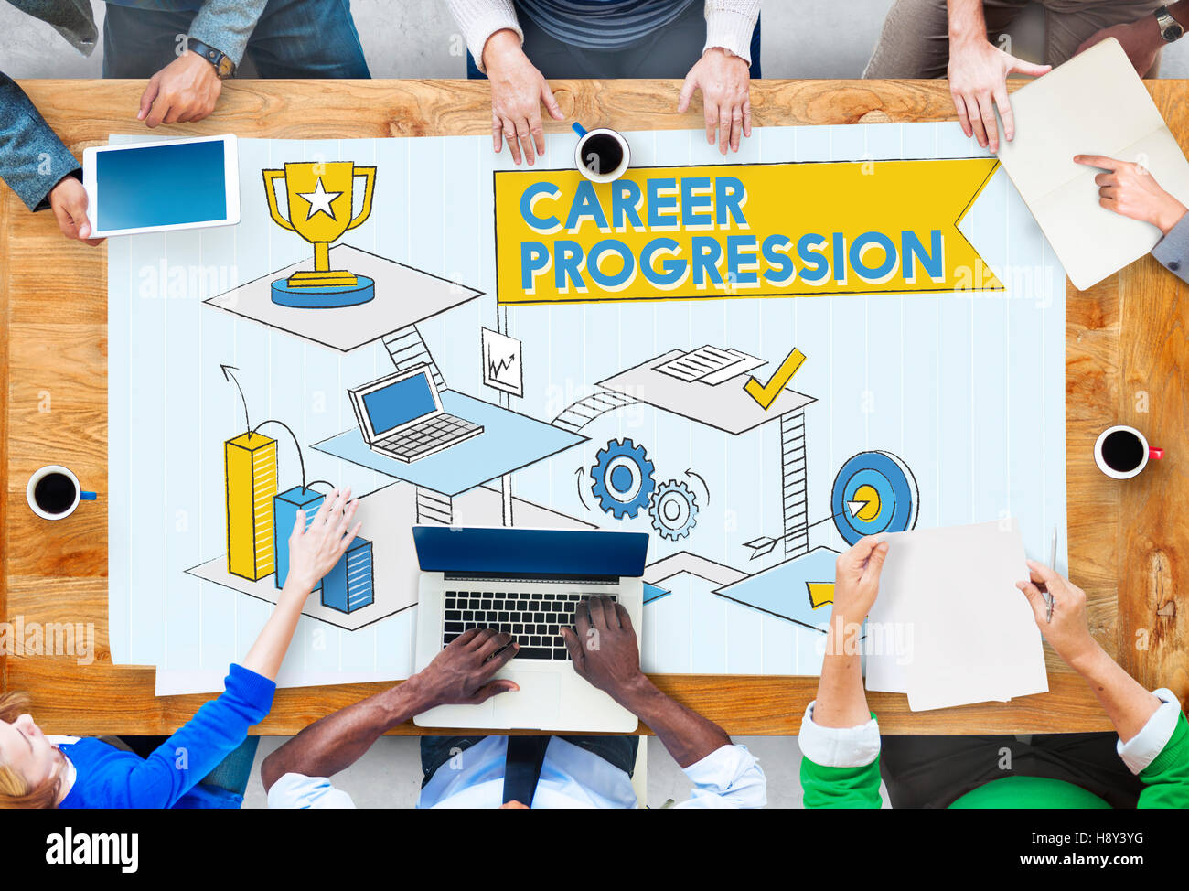 La progression de carrière Promotion Réalisation Concept Réussite Banque D'Images