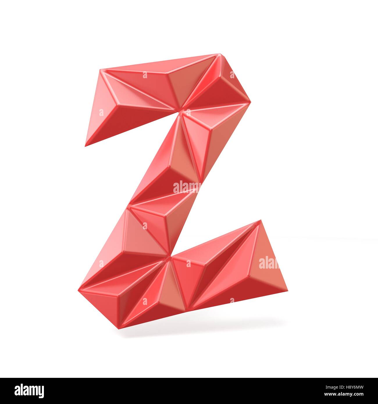 Triangulaire moderne rouge font lettre Z. 3D render illustration isolé sur fond blanc Banque D'Images