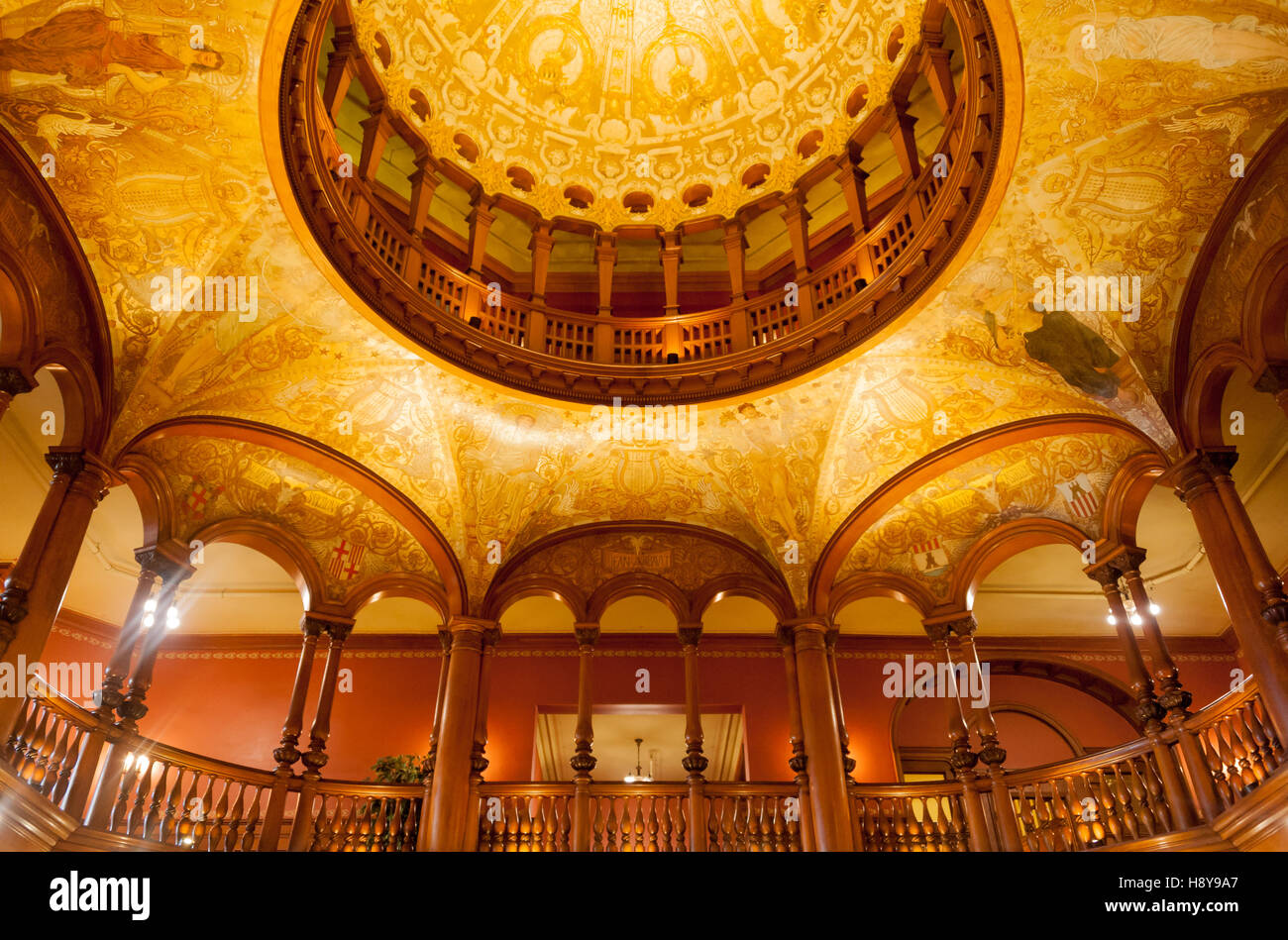 De style renaissance espagnole atrium avec coupole à Flagler College (anciennement l'hôtel Ponce de Leon) à Saint Augustine, FL. Banque D'Images