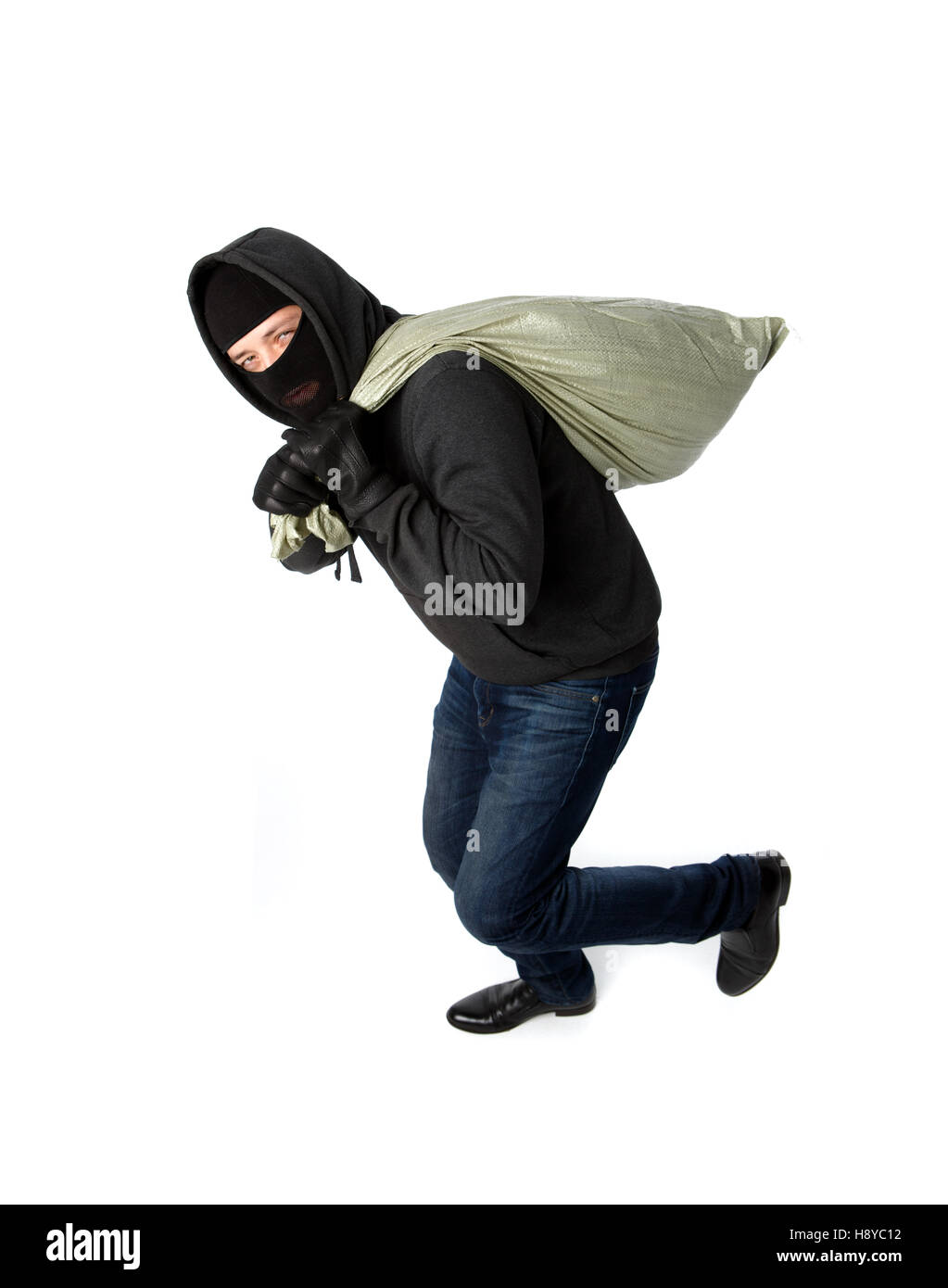 Voleur En Fuite Avec Sac Photo Stock Alamy