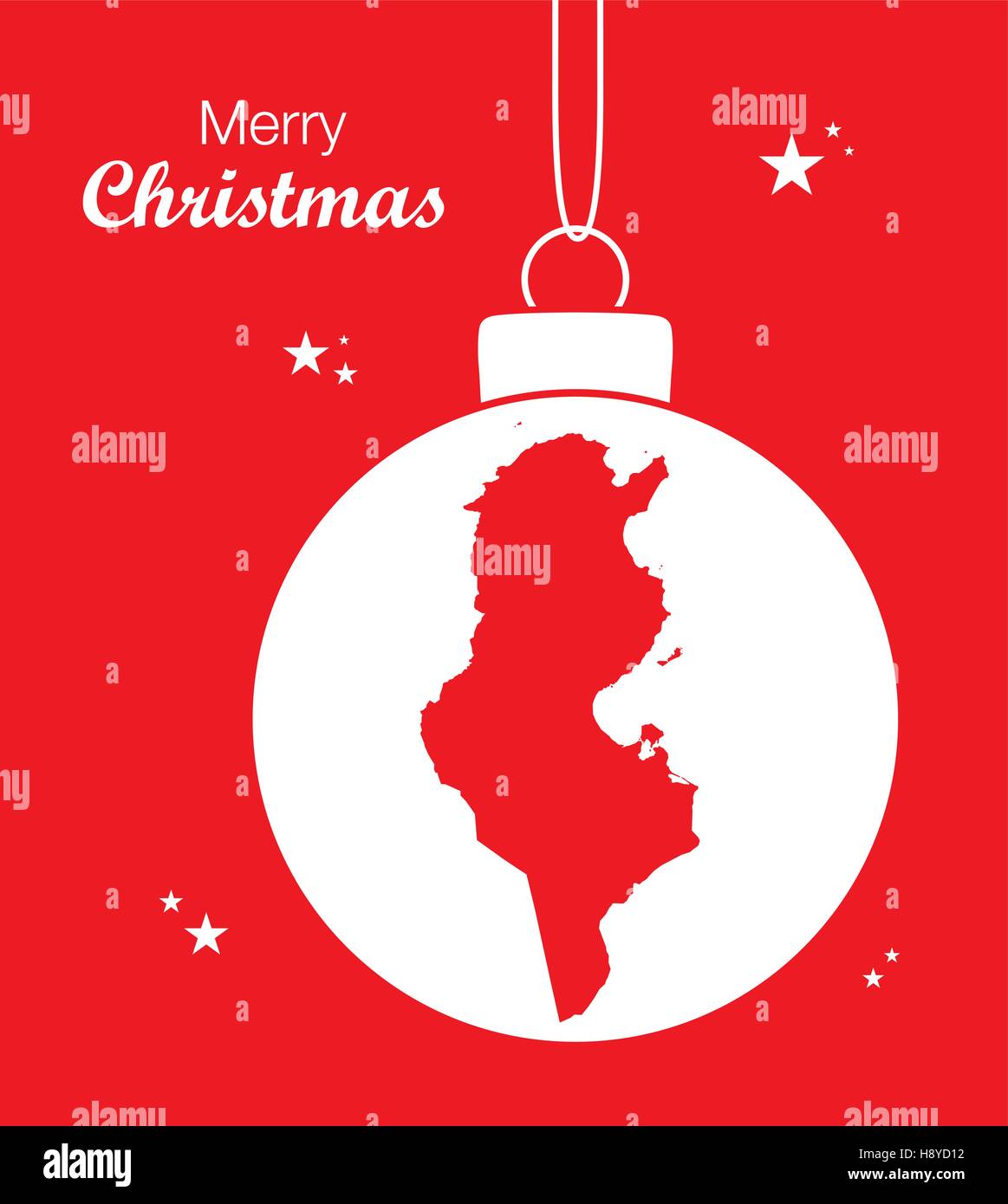 Joyeux Noël illustration thème avec carte de la Tunisie Image