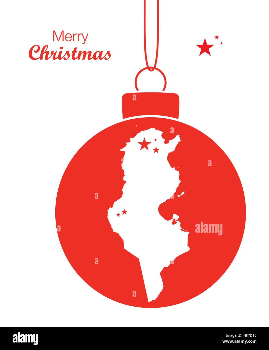 Joyeux Noël illustration thème avec carte de la Tunisie Illustration de Vecteur