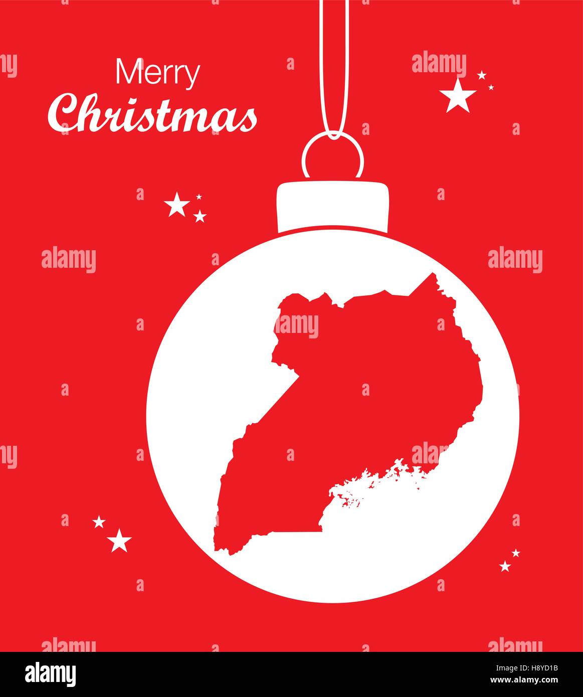 Joyeux Noël thème d'illustration avec la carte de l'Ouganda Illustration de Vecteur