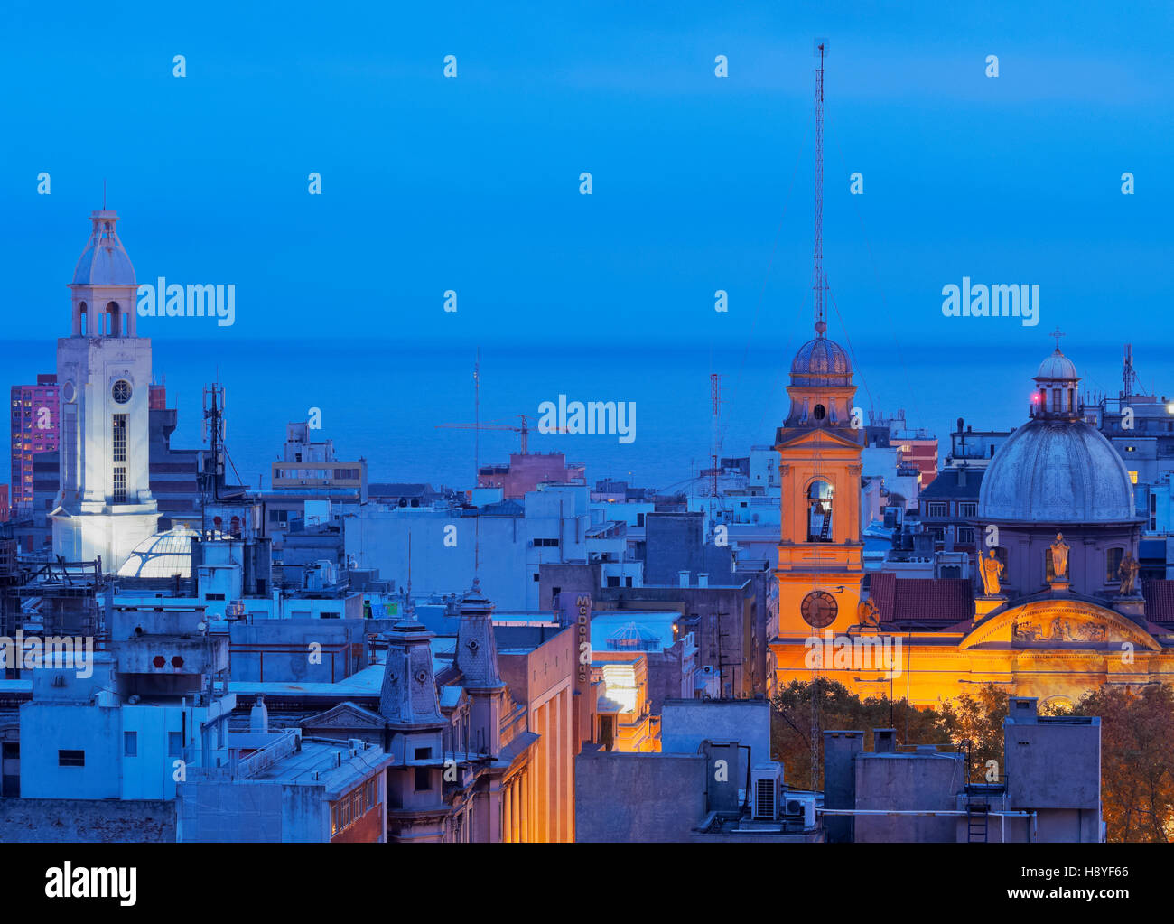 L'Uruguay, Montevideo, augmentation de la vue sur la vieille ville. Banque D'Images