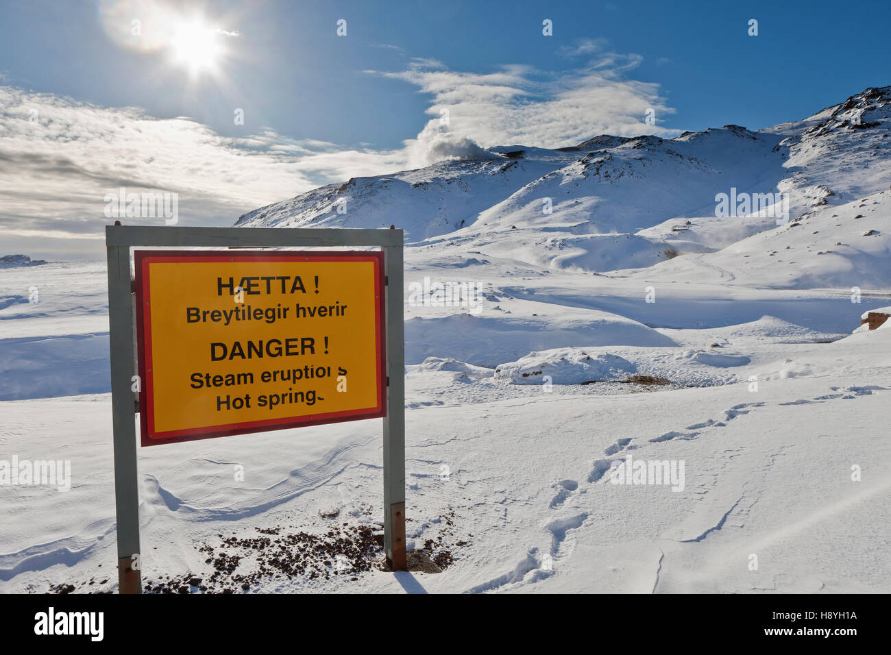L'hiver, le lac Kleifarvatn, une courte distance en voiture de Reykjavik, Islande Banque D'Images
