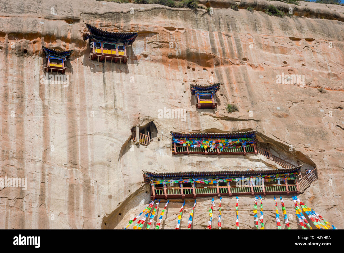 Si dans le temple Mati rock grottes, Zhangye, province de Gansu, Chine Banque D'Images