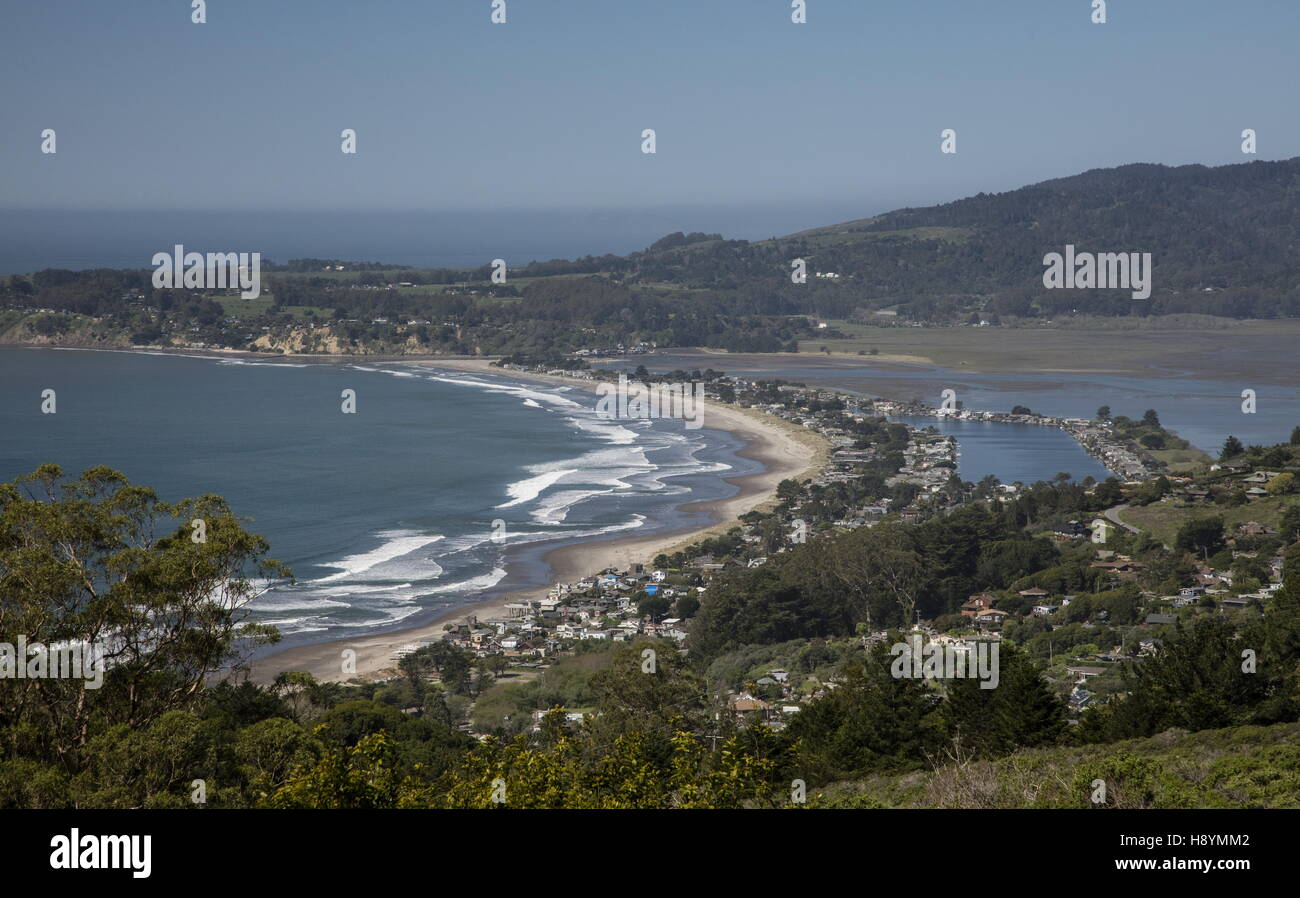 Bolinas Bay et plage de Stinson, comté de Marin, en Californie - sur la ligne de la faille de San Andreas Banque D'Images