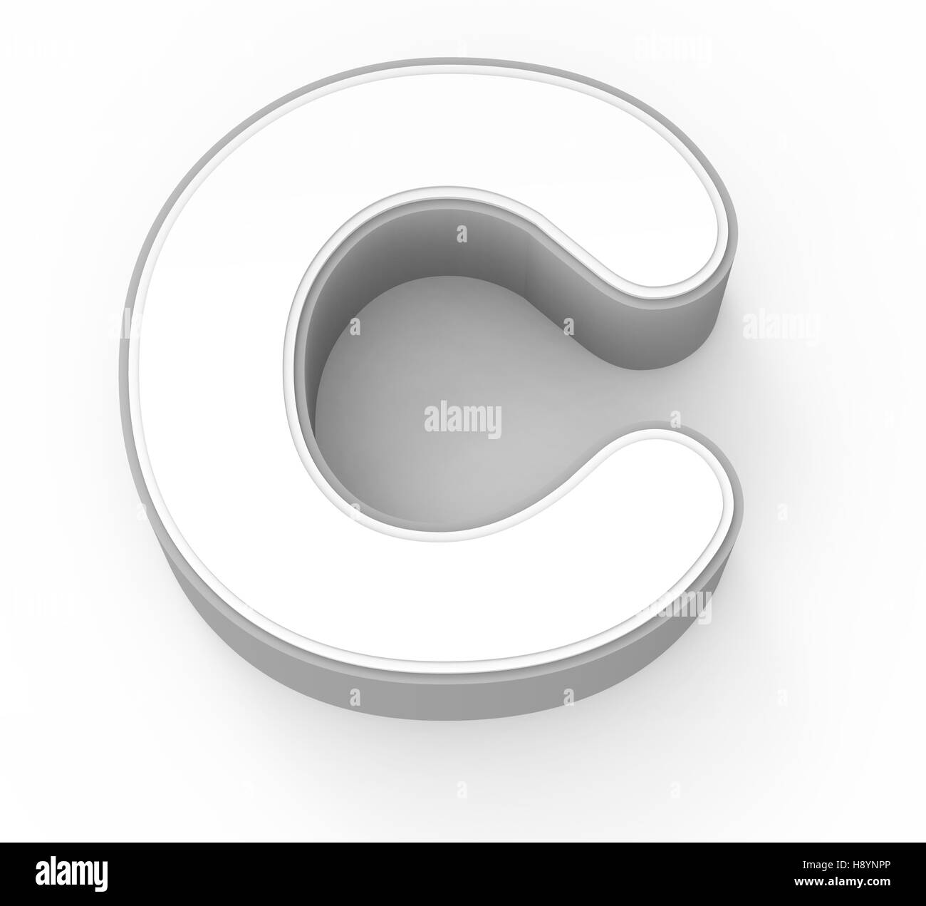Lettre C blanc, rendu 3D graphic isolé sur fond blanc Banque D'Images