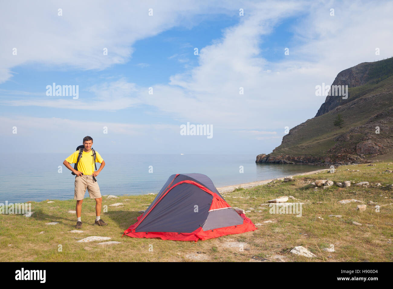 Le lever du soleil dans la journée camping Banque D'Images