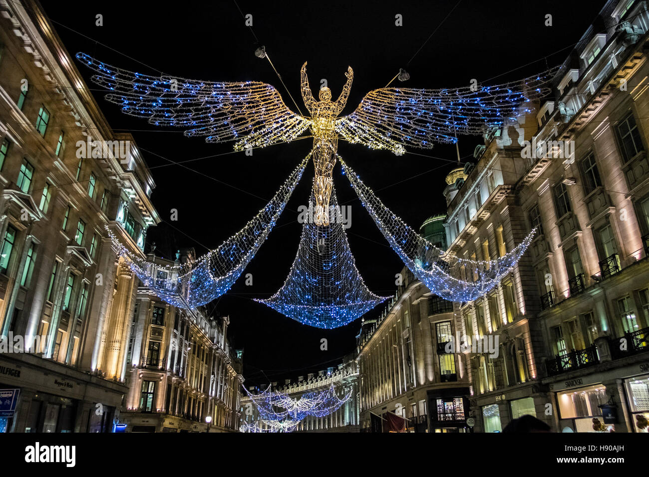 Regent Street, Noël illuminations 2016, Londres, Royaume-Uni Banque D'Images