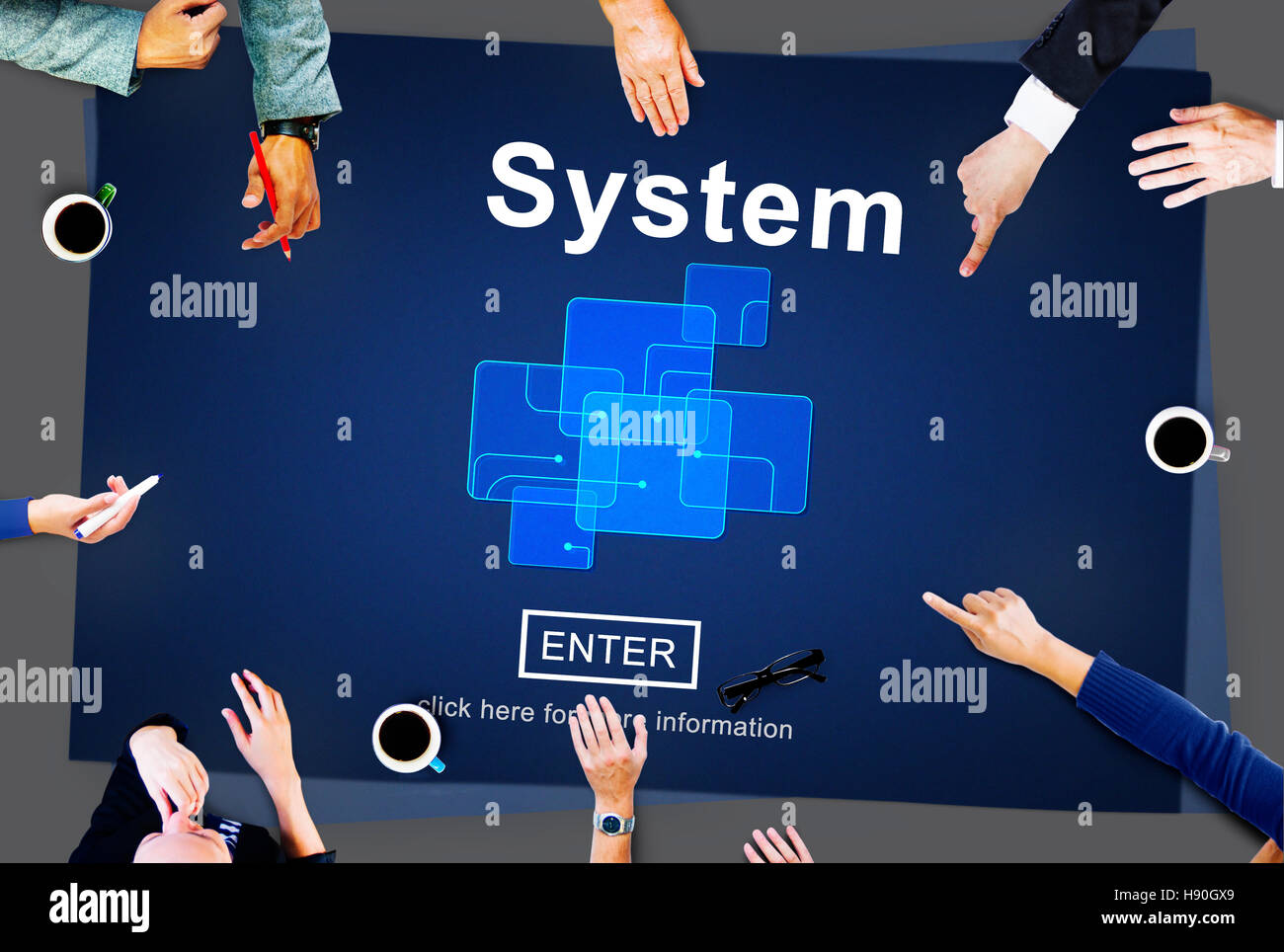 Processus de connexion du système de règles d'avancement Méthode Concept Banque D'Images