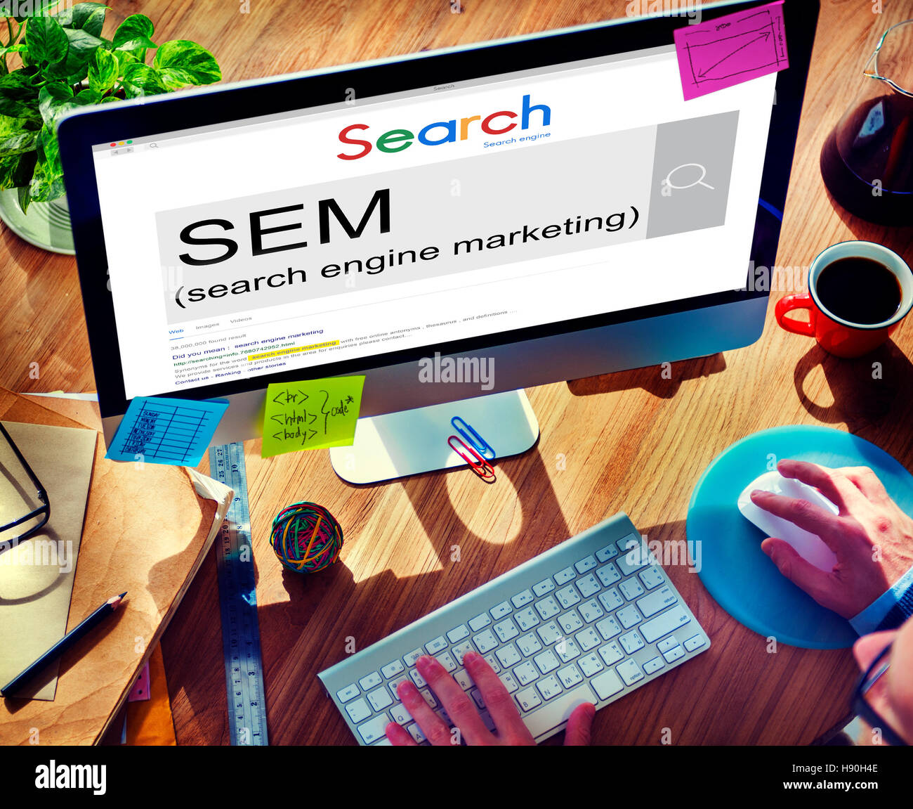 SEM Search Engine Marketing La stratégie de l'entreprise Concept Banque D'Images
