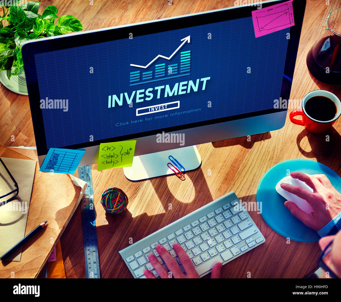 Investir les revenus financiers d'investissement lucratif Concept Frais Banque D'Images