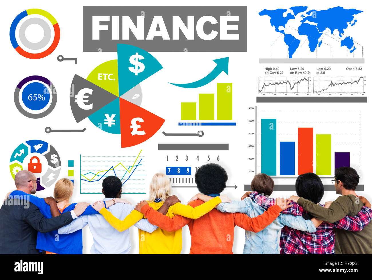 Graphique à barres finances argent investissement business concept Banque D'Images