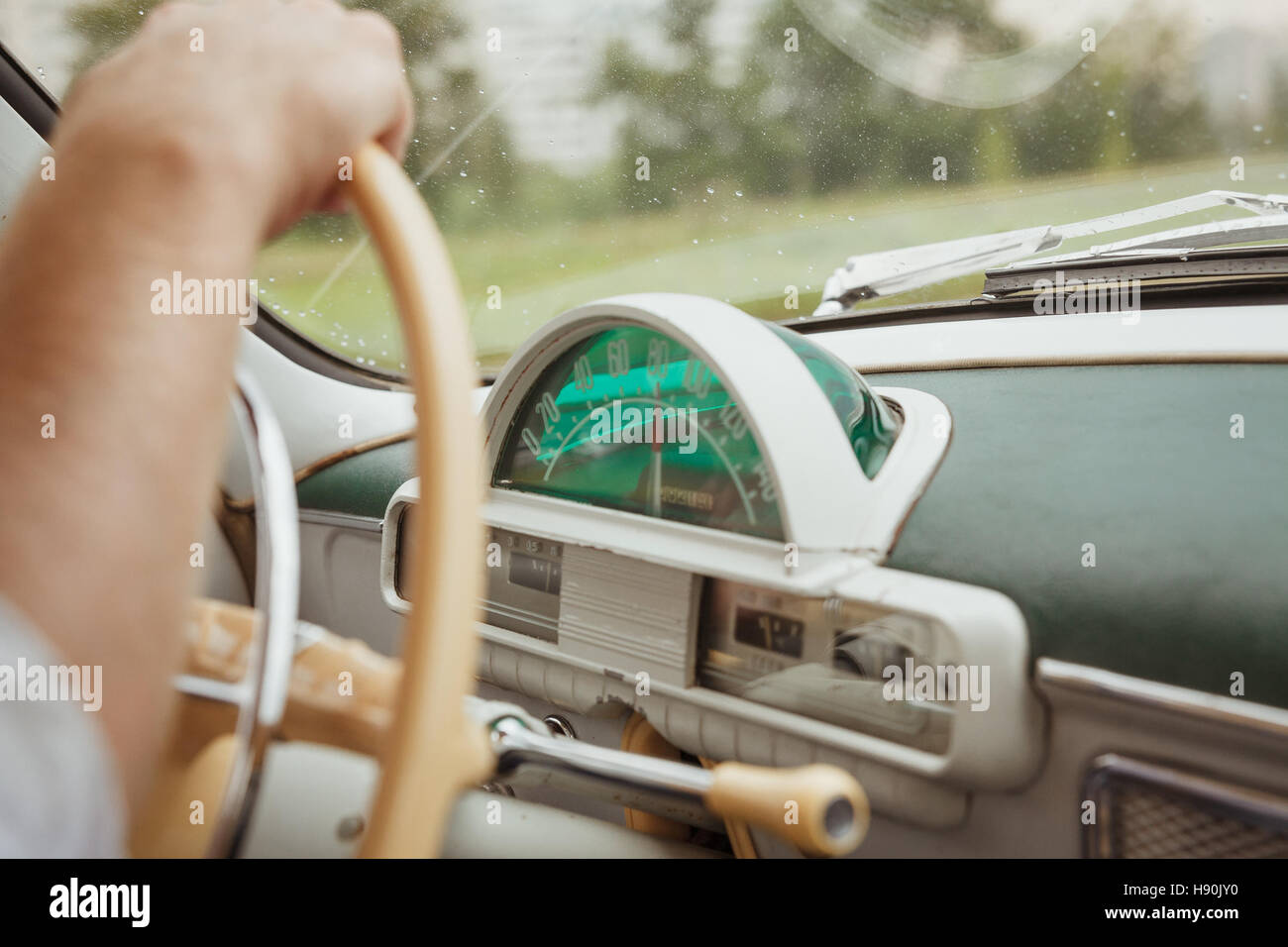 Intérieur de la voiture classique détail Banque D'Images