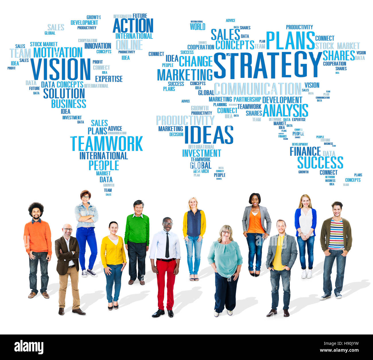 Analyse de la stratégie de planification de mission Vision Mondiale Concept Banque D'Images