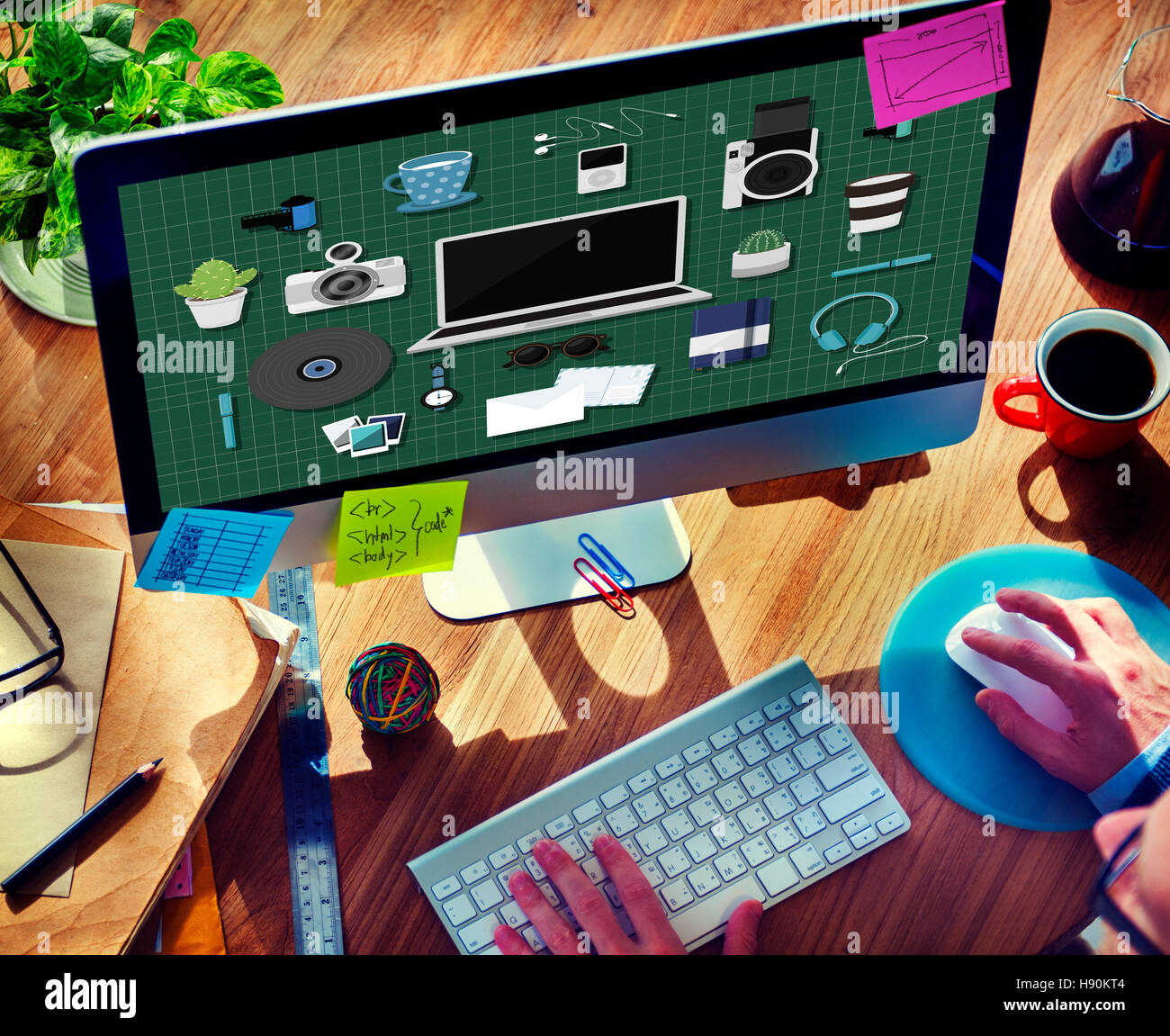 Gadget technologie Concept Media Icons Banque D'Images