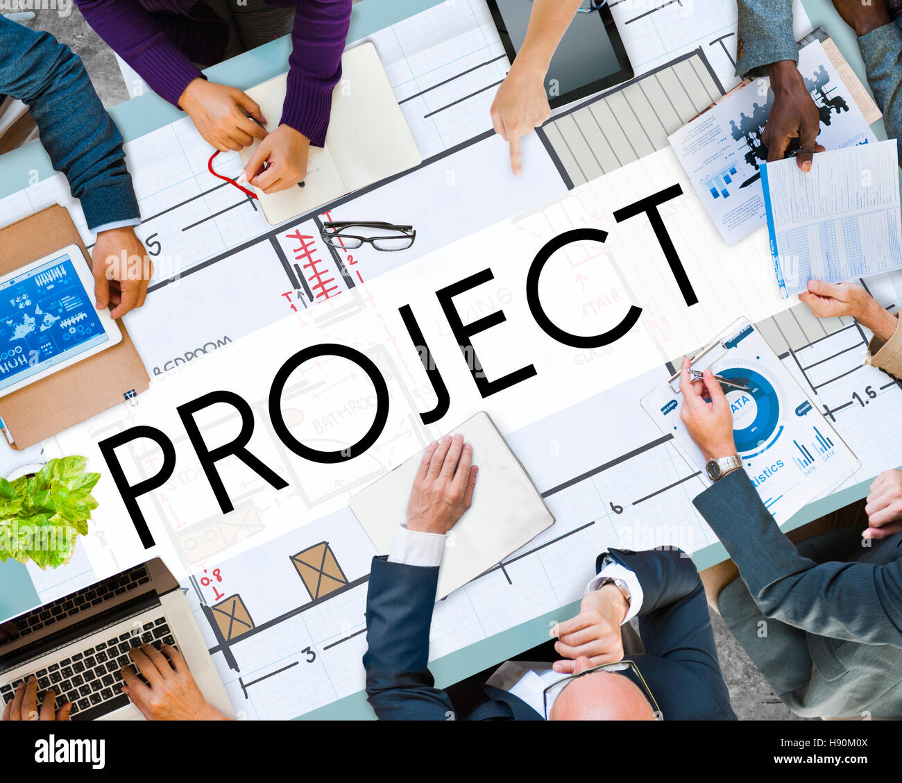 La stratégie du plan de projet Collaboration Estimation Job Concept Banque D'Images