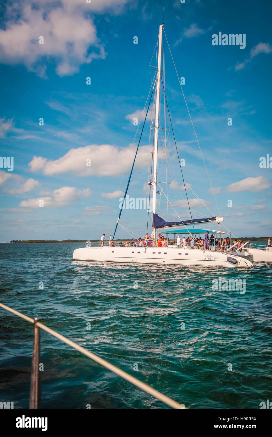 Catamaran avec les touristes à bord Banque D'Images