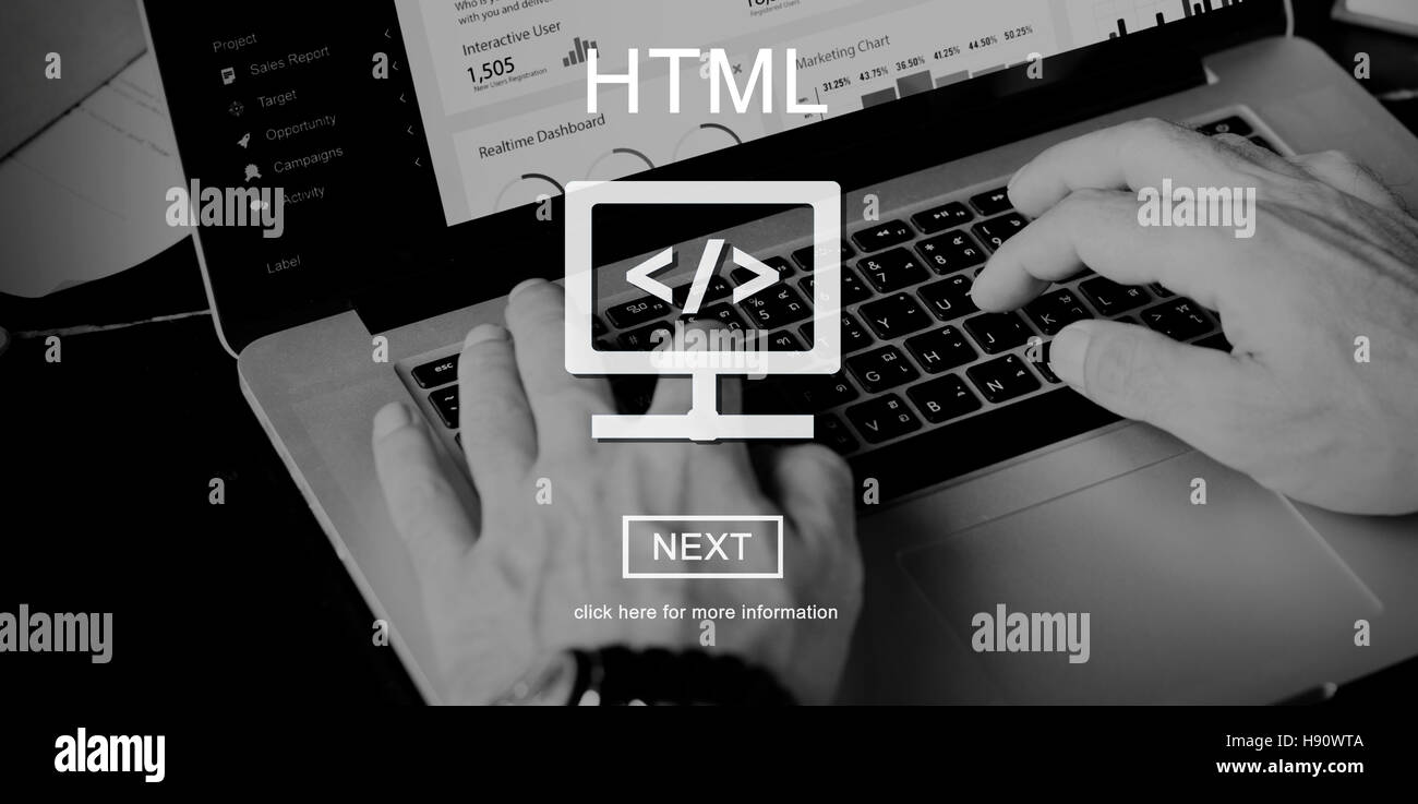 Site Web en ligne de HTML en ligne Technologie Concept de programmation Banque D'Images