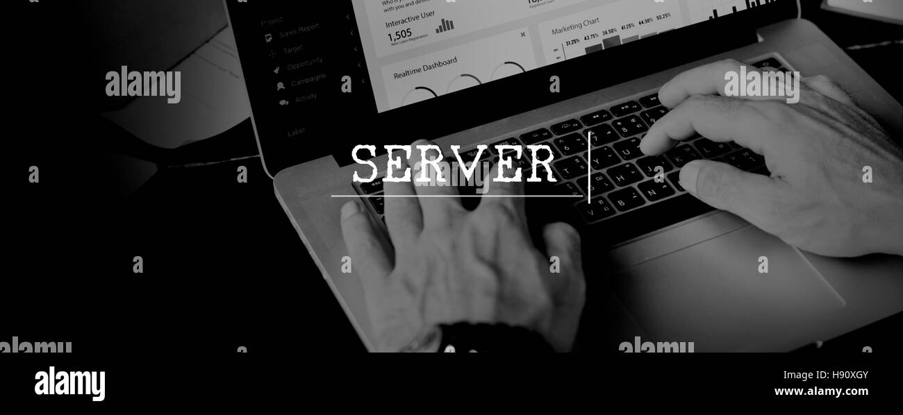 Les données du programme Serveur Ordinateur réseau Tech Concept Banque D'Images