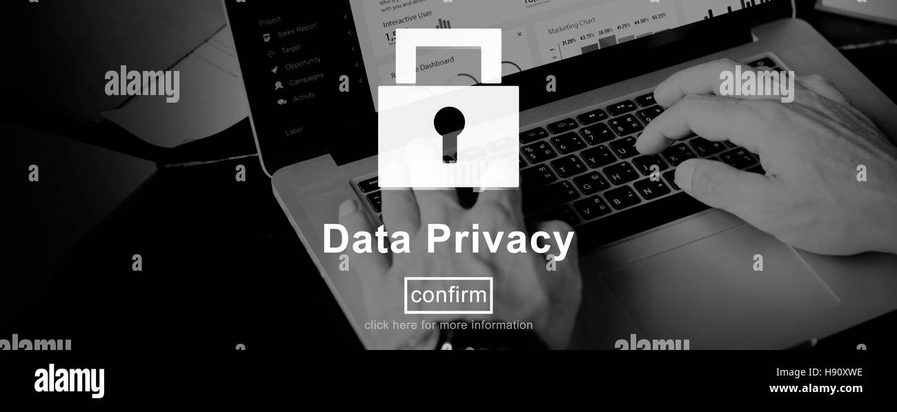 Protection des données La protection de la notion d'interface Banque D'Images
