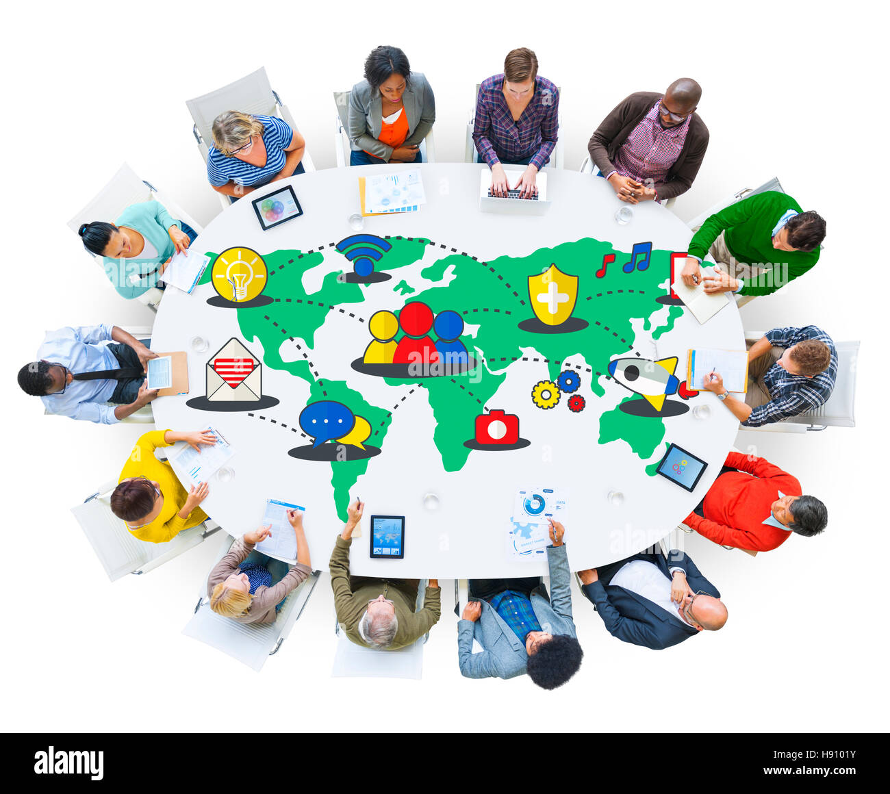 Le partage de réseau social Global Communications Concept Connexion Banque D'Images