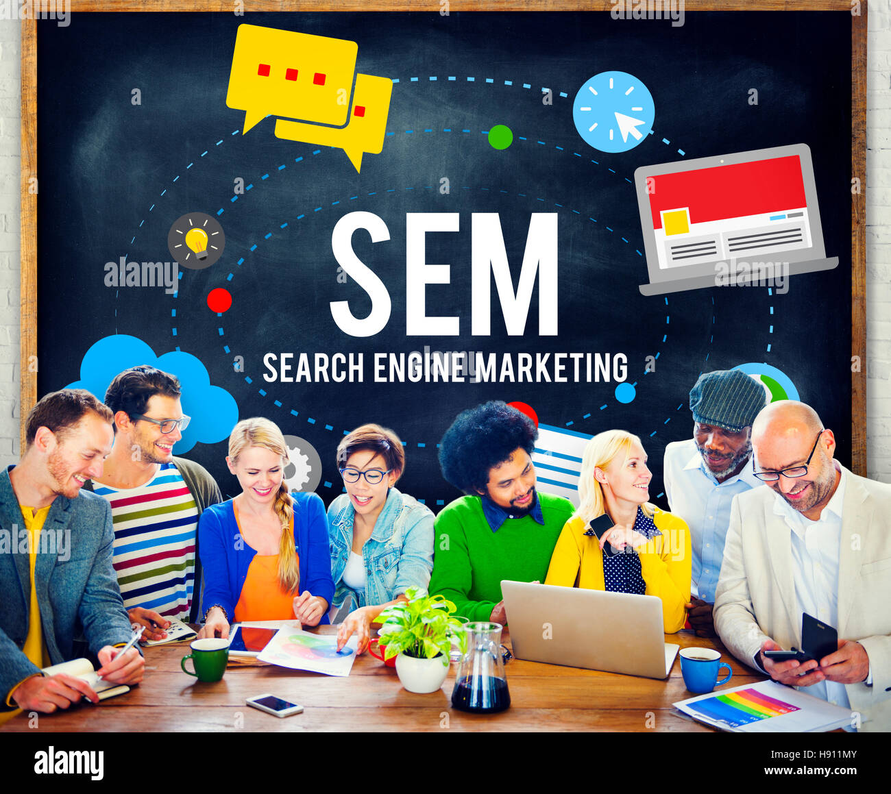 Le Search Engine Marketing Branding Technologie Concept Banque D'Images