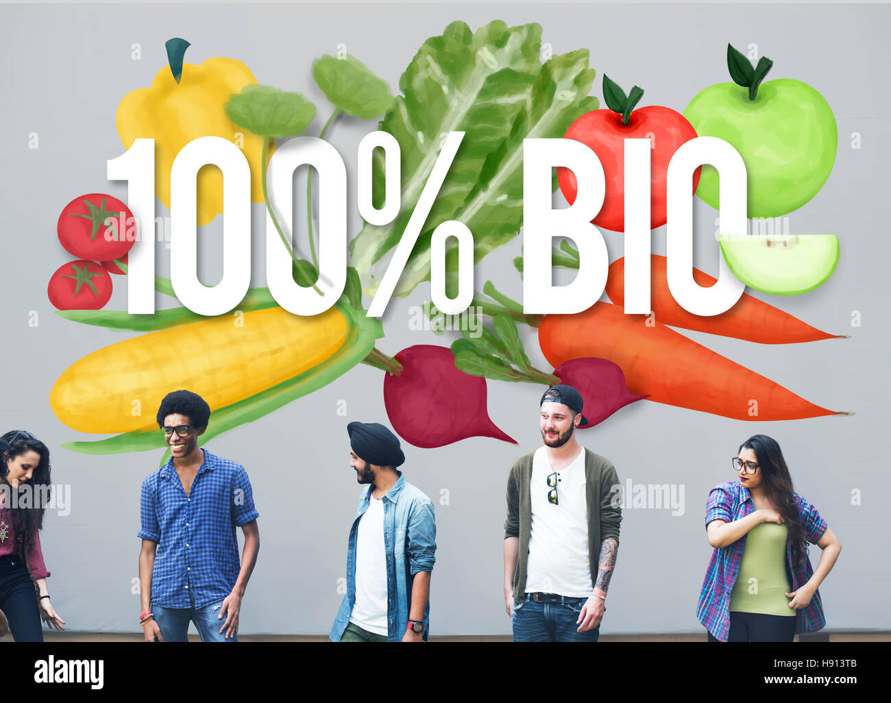 100 % Bio la bonne cuisine Bien manger Concept Banque D'Images