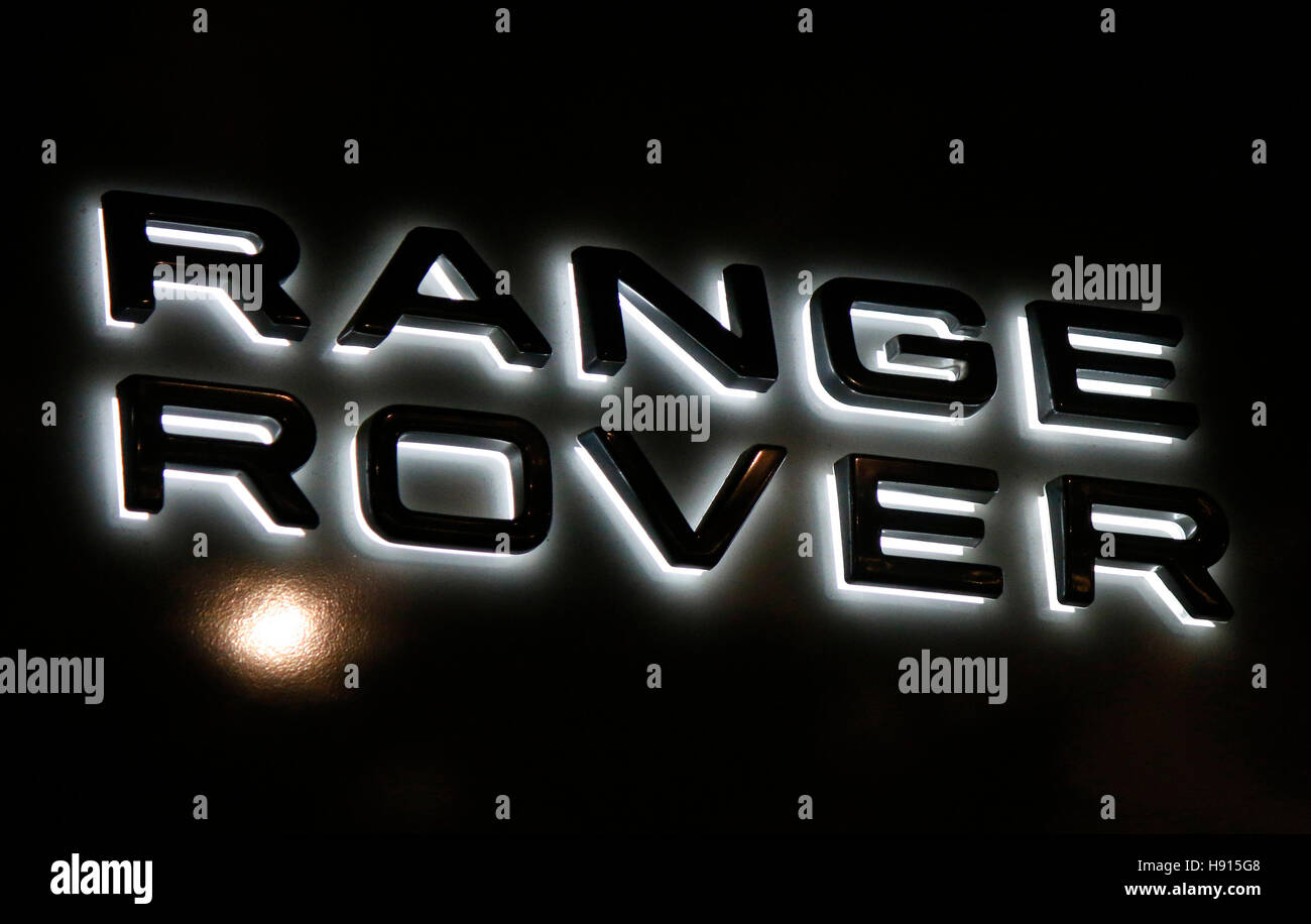 Logo das der Marke "Range Rover", Berlin. Banque D'Images