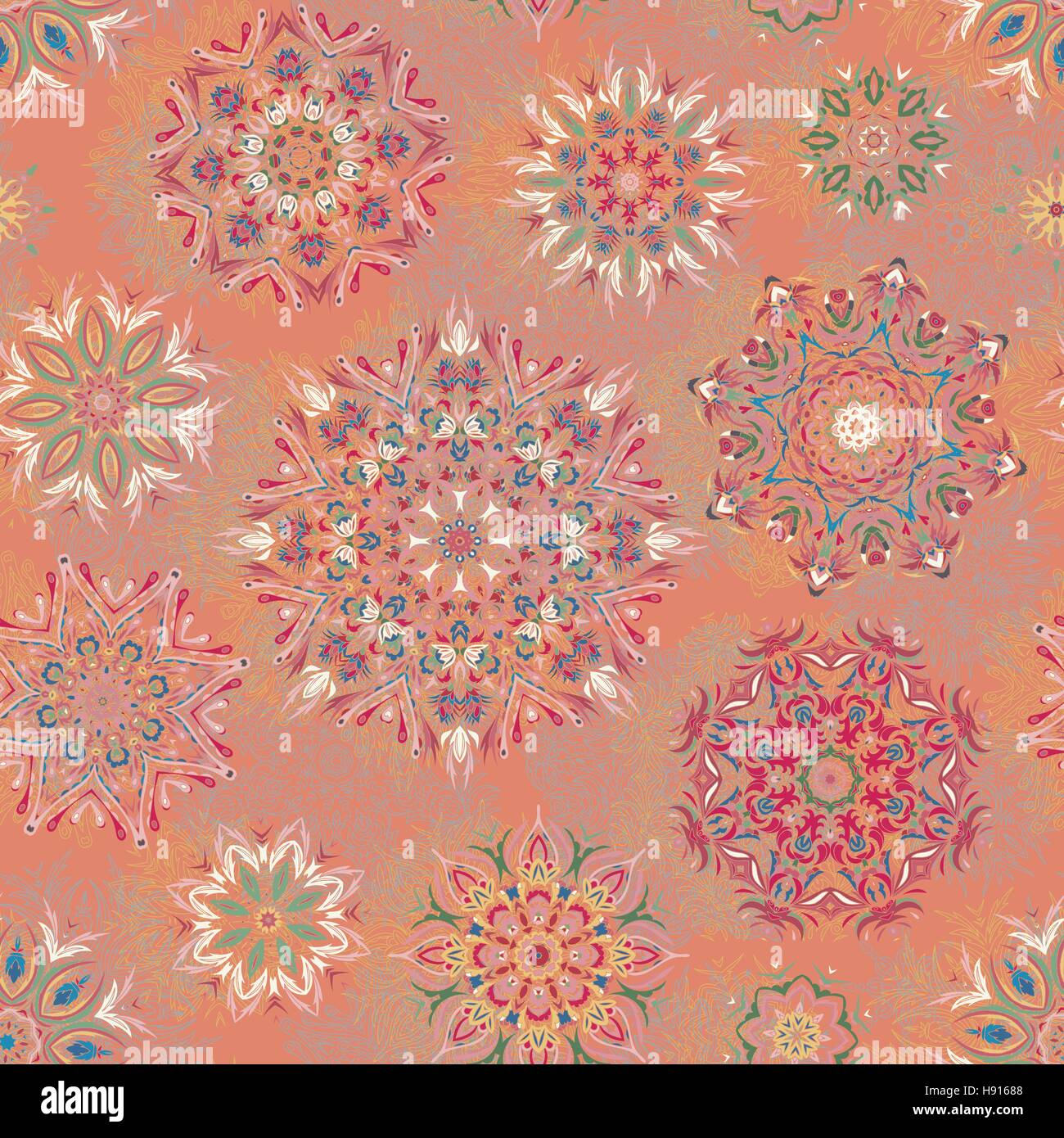 Seamless texture floral orné, motif sans fin de fleurs ressemble à des flocons de neige ou rétro. Motif transparent peut être utilisé pour le papier peint, trames, l'arrière-plan de la page web, des textures de surface. Illustration de Vecteur