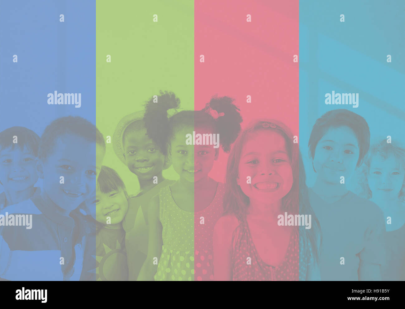 Les enfants de la diversité l'Amitié Innocence Concept Smiling Banque D'Images