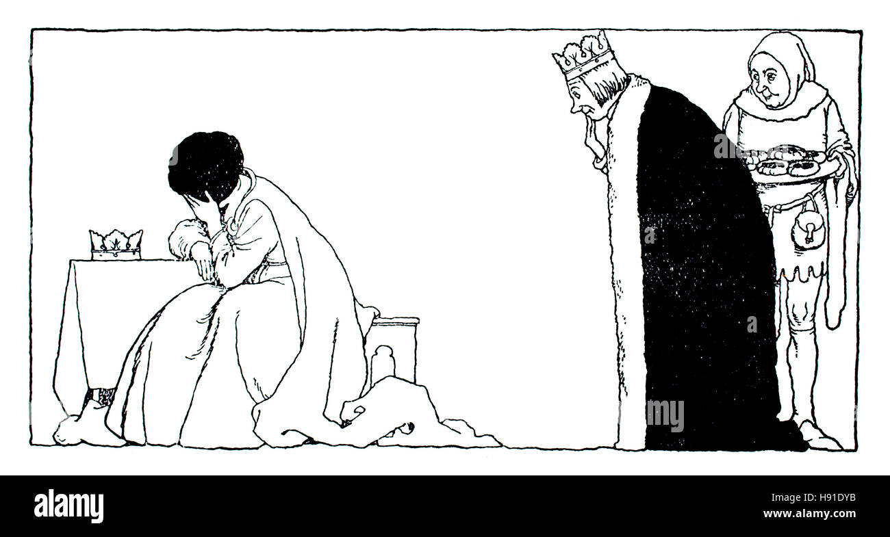 Elle pleura toute la journée. Children's Book Illustration par William Heath Robinson, à partir de 1934 Livre de gobelins, Kruzimugeli Banque D'Images