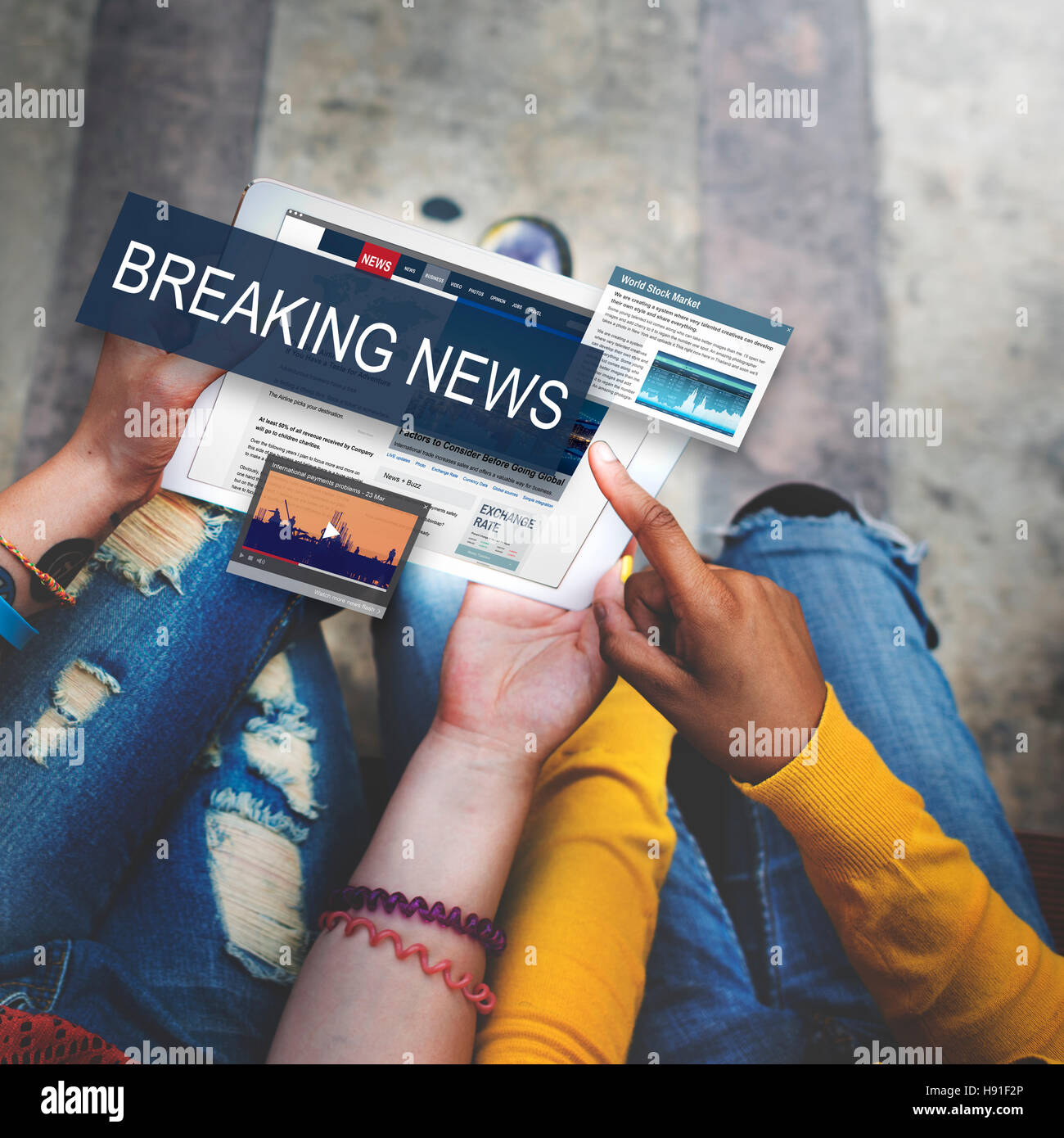 Breaking News annonce médias Concept Social Banque D'Images