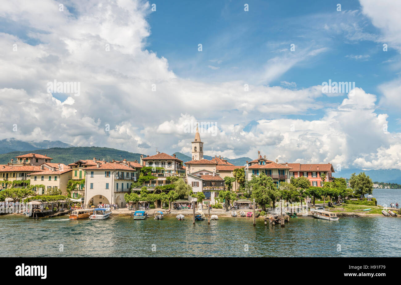Isola dei Pescatori au Lago Maggiore, vu du lac, Piémont, Italie Banque D'Images