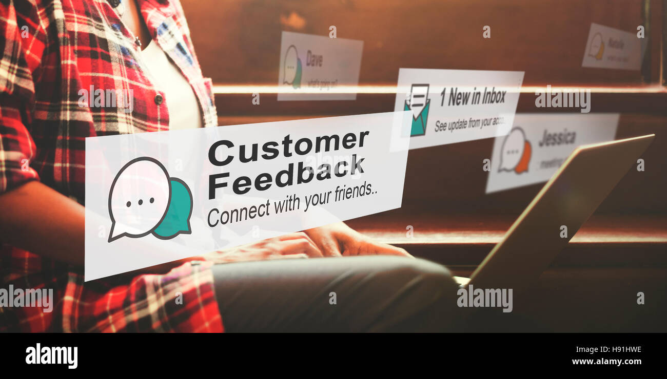 Commentaires des clients d'avis répondre Report Concept Banque D'Images