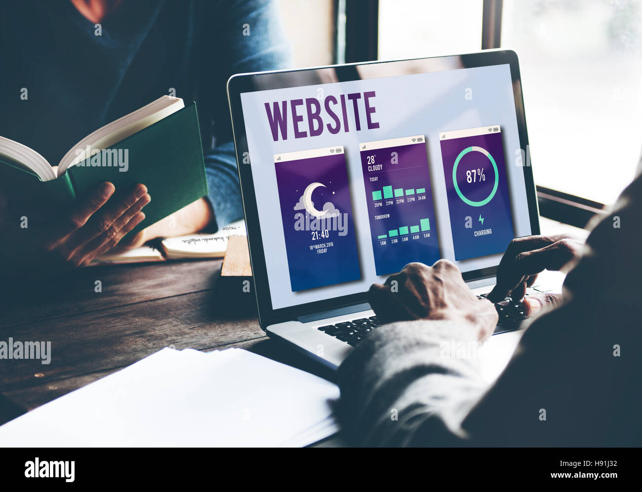 Site Web de l'Interface Mobile Concept Mise en page Banque D'Images