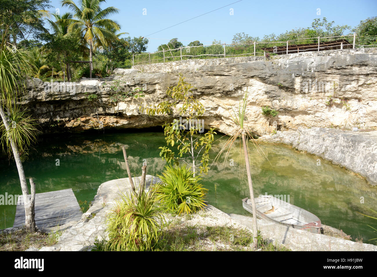 Le Mexique. Petit Cenote Banque D'Images