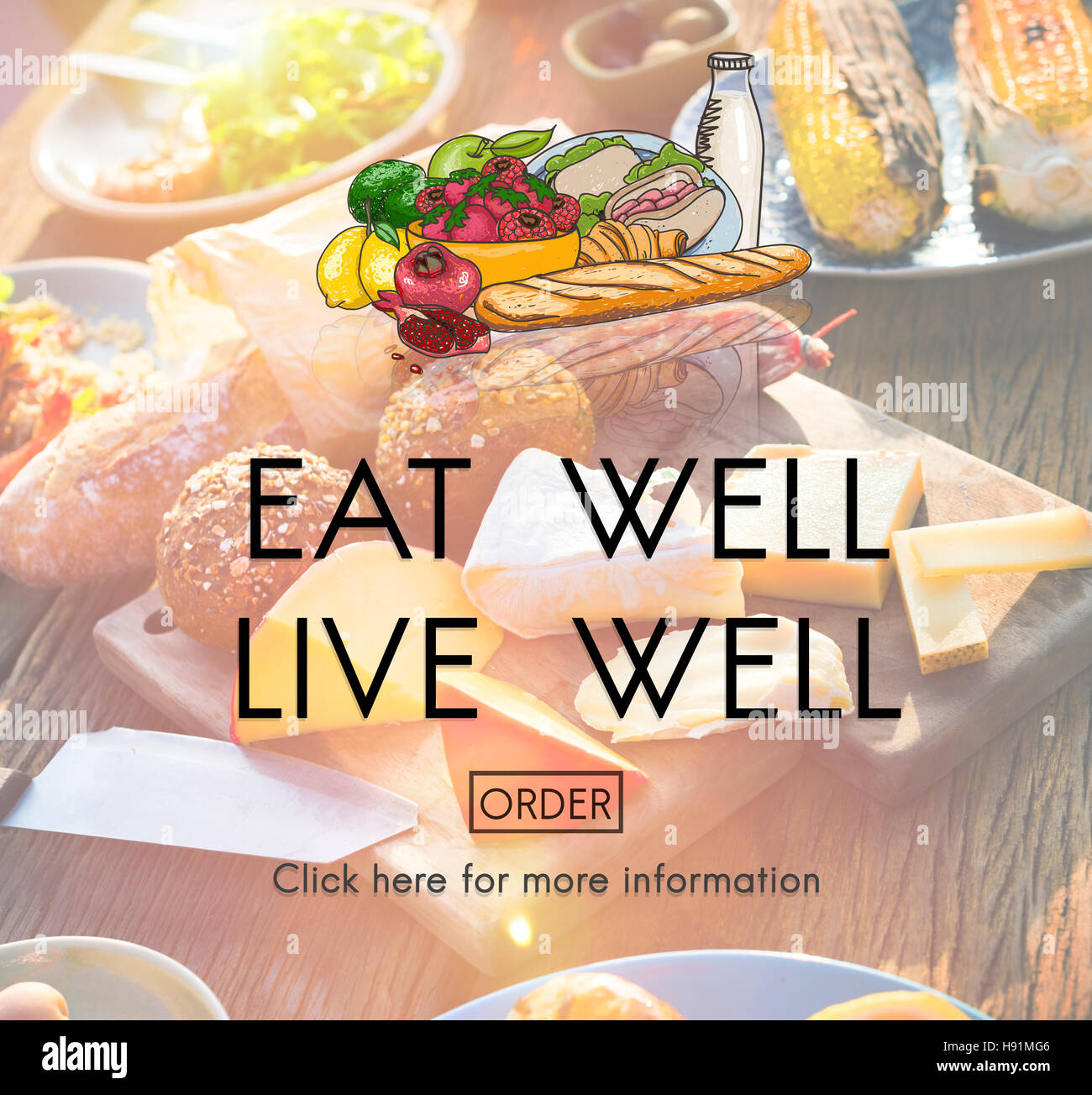 Bien manger Bien Vivre Bio Nutrition Concept sain Banque D'Images