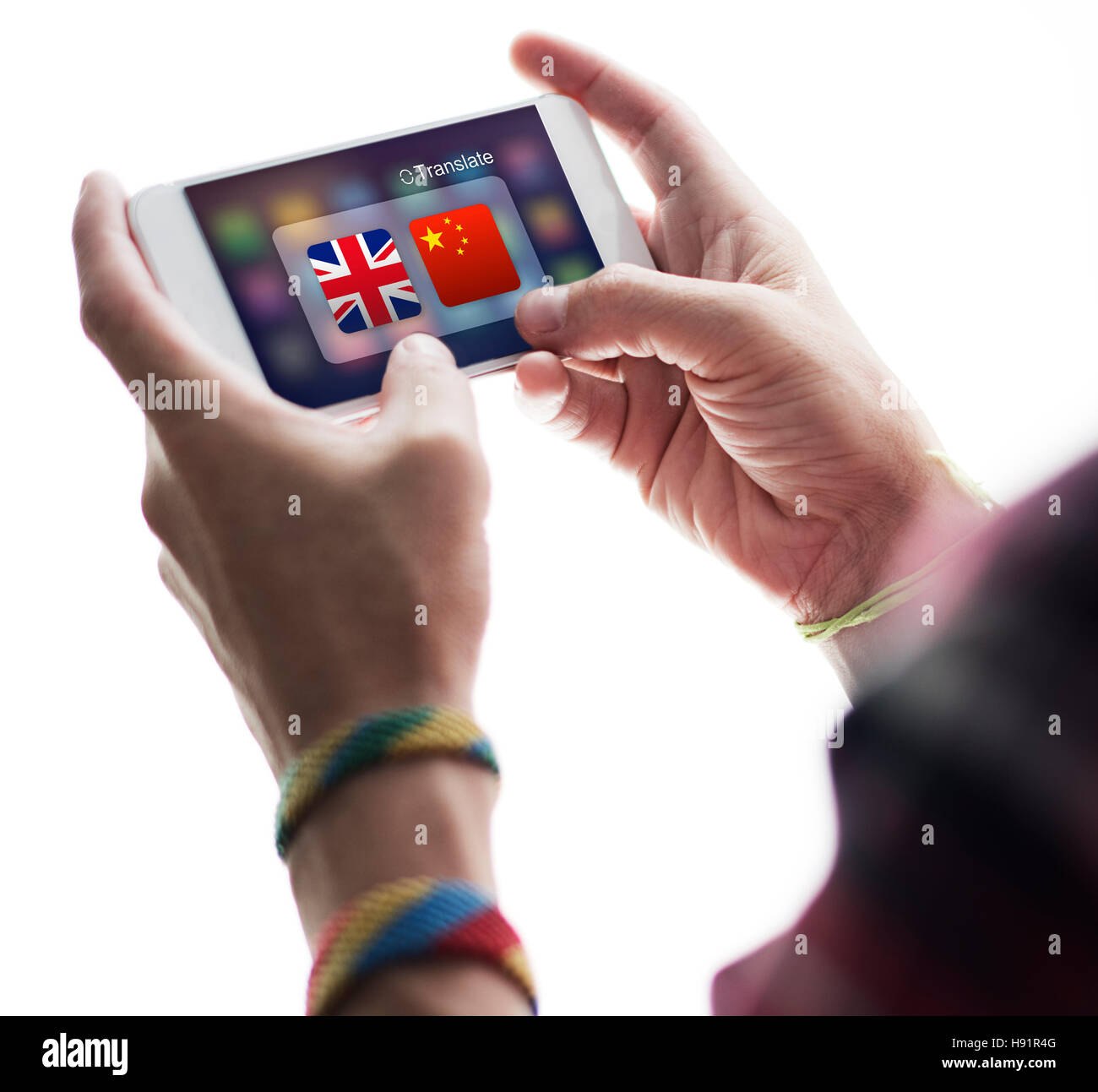 Langues Traduction anglais chinois Concept Application Banque D'Images