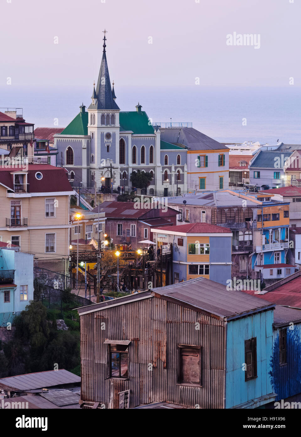 Le Chili, Valparaiso, portrait du quartier historique Cerro Concepcion, déclaré comme l'UNESCO World Heritage Site. Banque D'Images