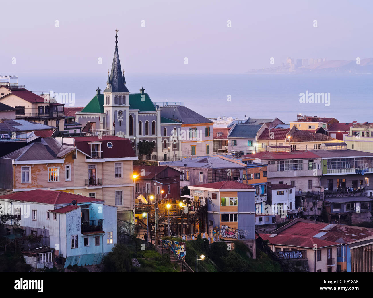 Le Chili, Valparaiso, portrait du quartier historique Cerro Concepcion, déclaré comme l'UNESCO World Heritage Site. Banque D'Images