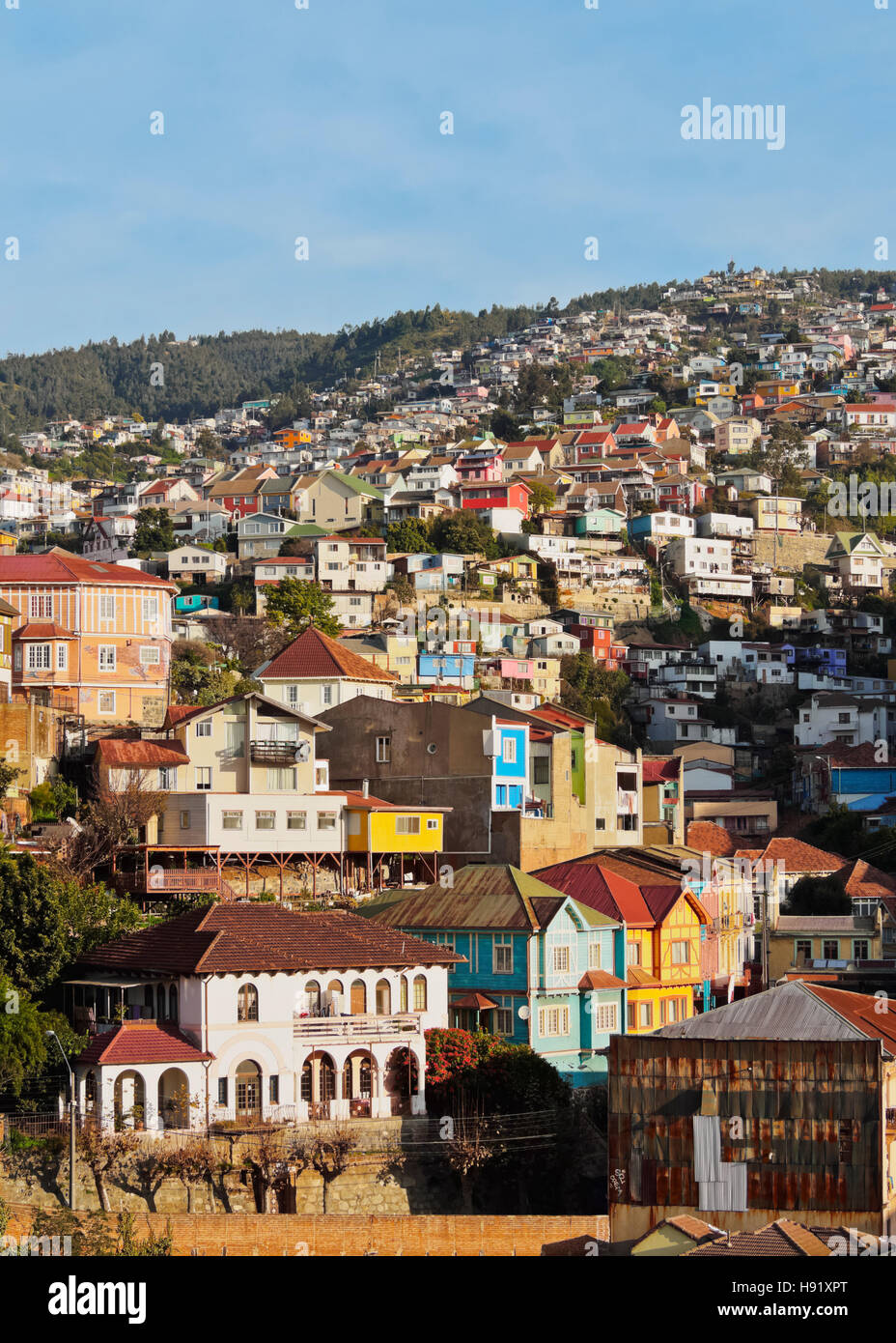 Le Chili, rues de la région de Valparaiso. Banque D'Images