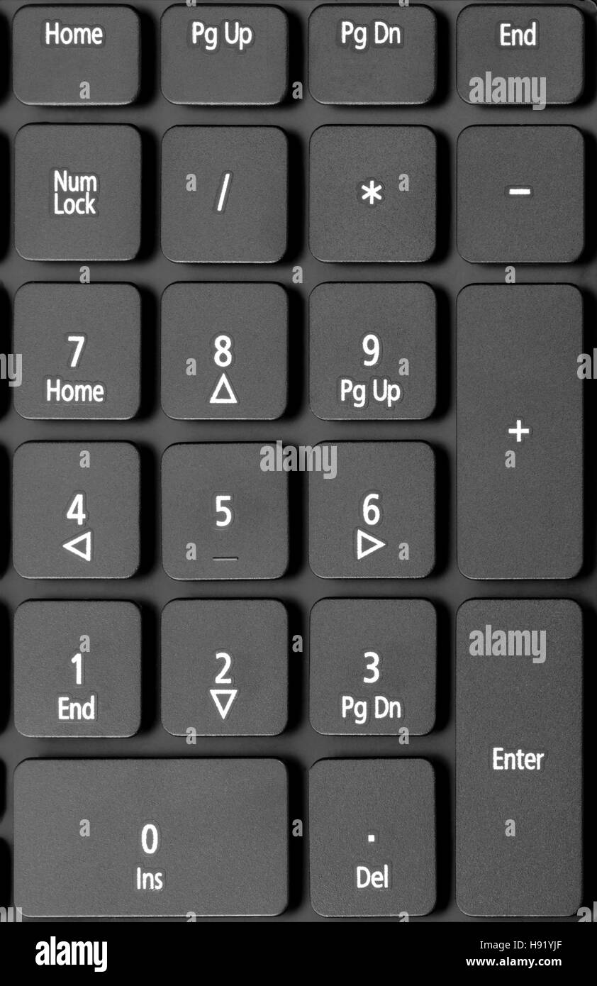Collection électronique - Détail des touches numériques du clavier de l'ordinateur portable Banque D'Images