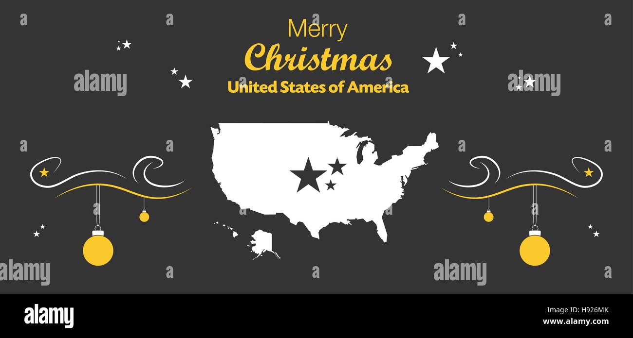 Joyeux Noël illustration thème avec carte des USA Illustration de Vecteur