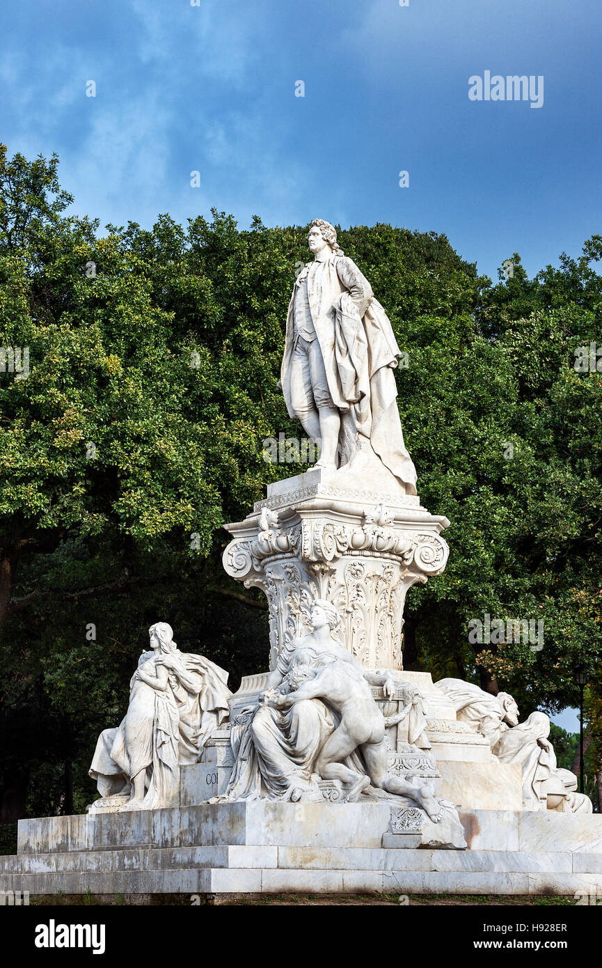 Statue de l'écrivain allemand Johann Wolfgang von Goethe de la Villa Borghese. Banque D'Images