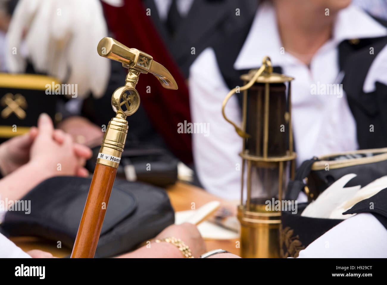L'Allemagne, la Ruhr, Witten, les mineurs des mines de charbon, Nachtigall, canne de marche avec tête d'airain en forme de pickax. Banque D'Images