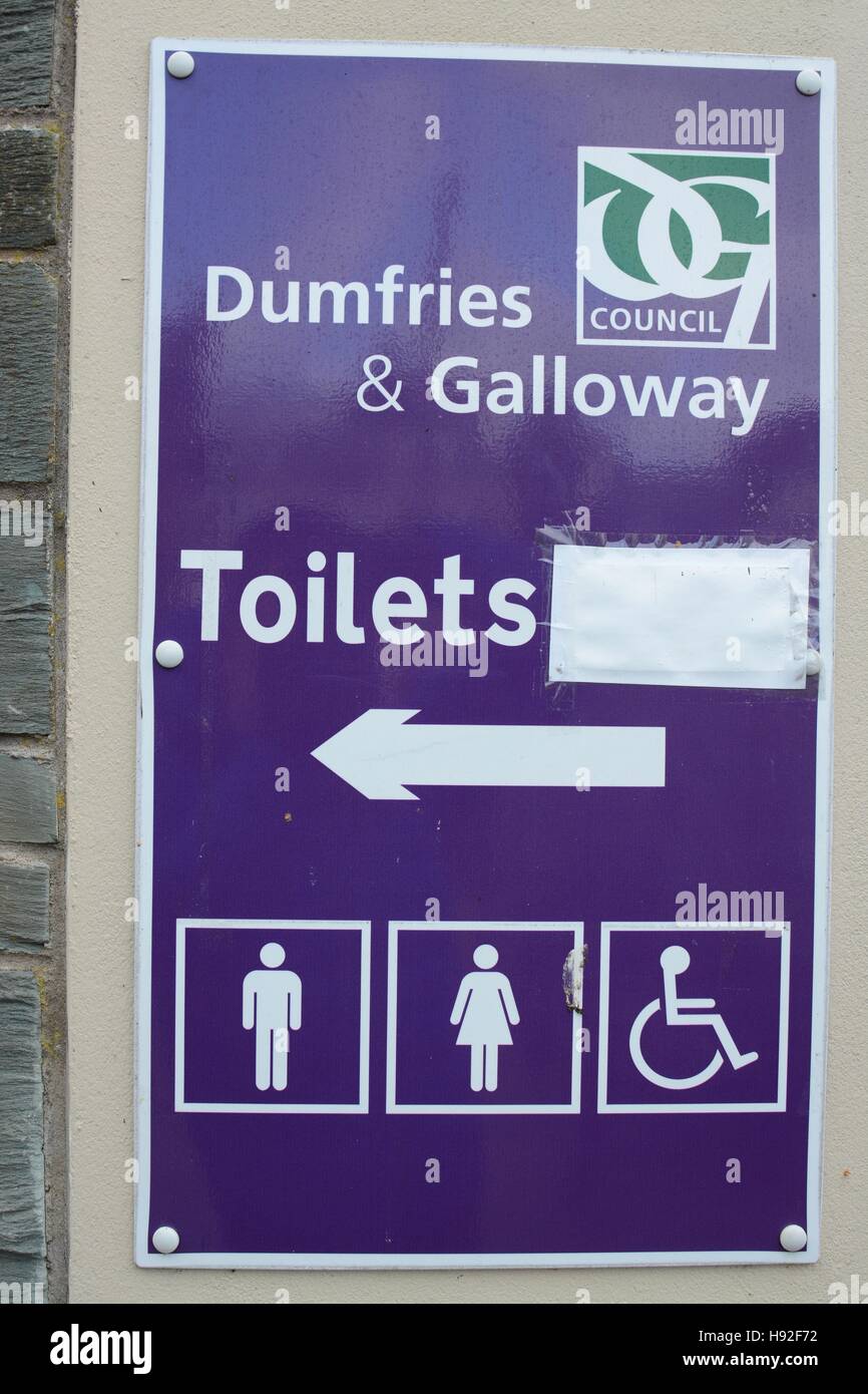 Toilettes signe, Dumfries and Galloway Banque D'Images